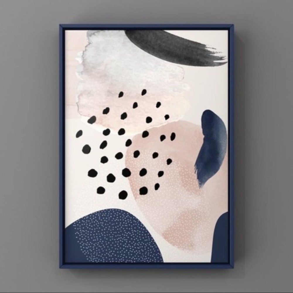 Modern minimalist abstract pink navy art print